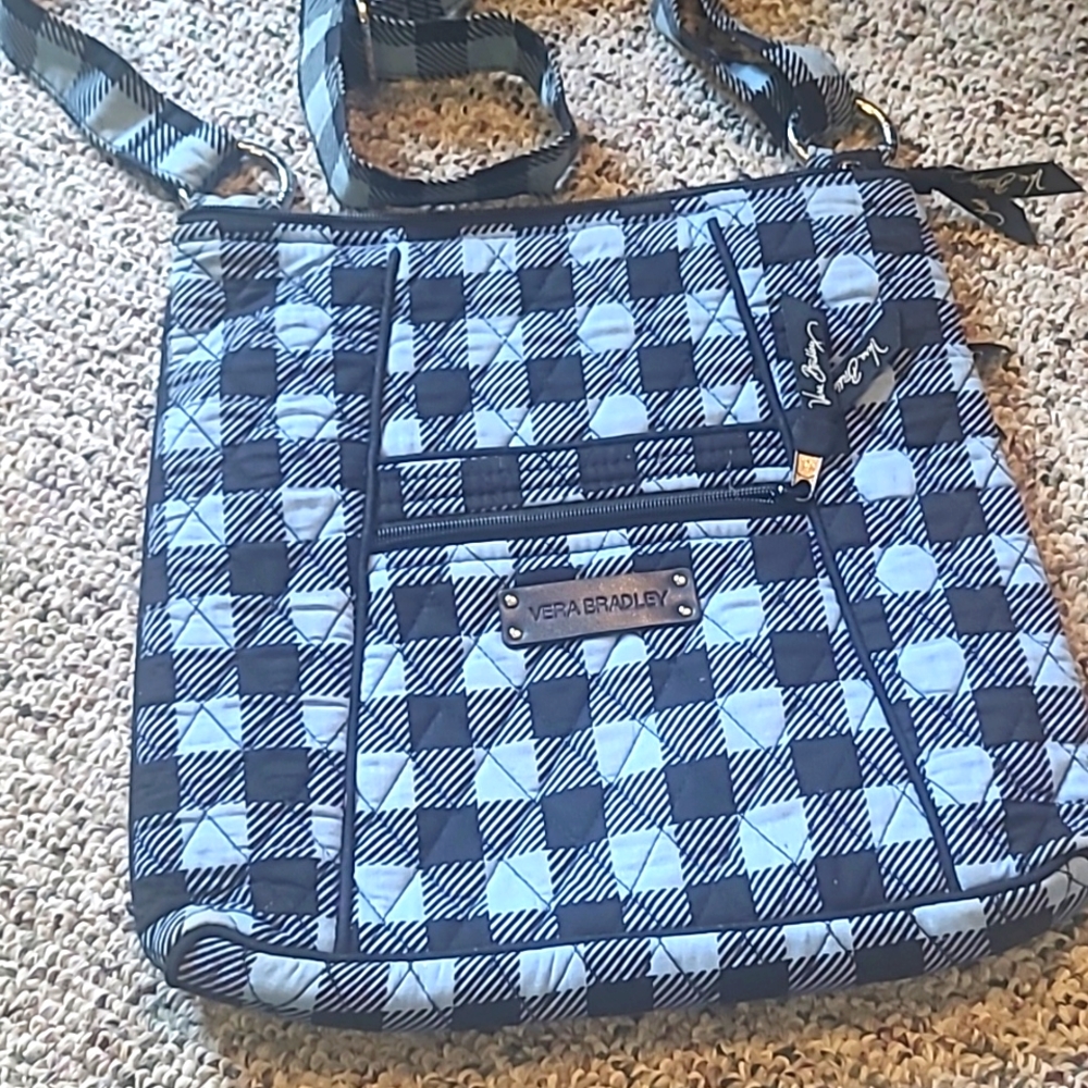 Vera Bradley black and blue checkered pattern purse